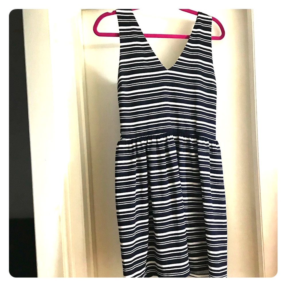 Navy striped stretchy dress